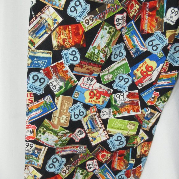 The Cats Pajamas PJ Lounge Pants Route 66 Collage Mens Medium Pockets Cotton - Picture 7 of 11